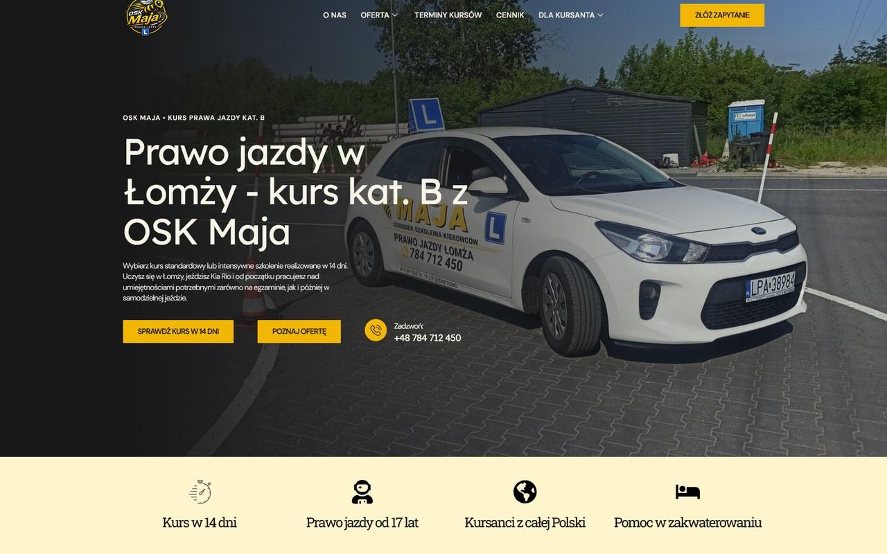 Strona internetowa szkoły jazdy OSK Maja w Łomży